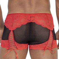 Shorty Candyman Mesh En Dentelle 99779 Rouge -Men Attitude Boutique shorty candyman 99779 red 1