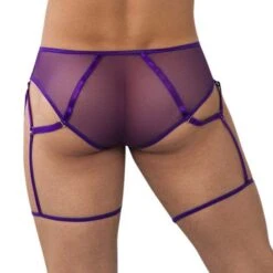 Slip Candyman Mesh Garter Noir Transparent - Sous-vêtement Sexy Homme 99625 -Men Attitude Boutique slip candy 99625 violet 3