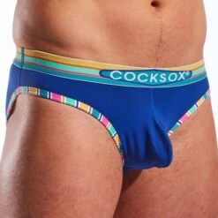 CockSox Palm Beach Blue CX03BD – Men's High-Support Brief with Contrast Trim -Men Attitude Boutique slip cocksox CX03BD bleu 4