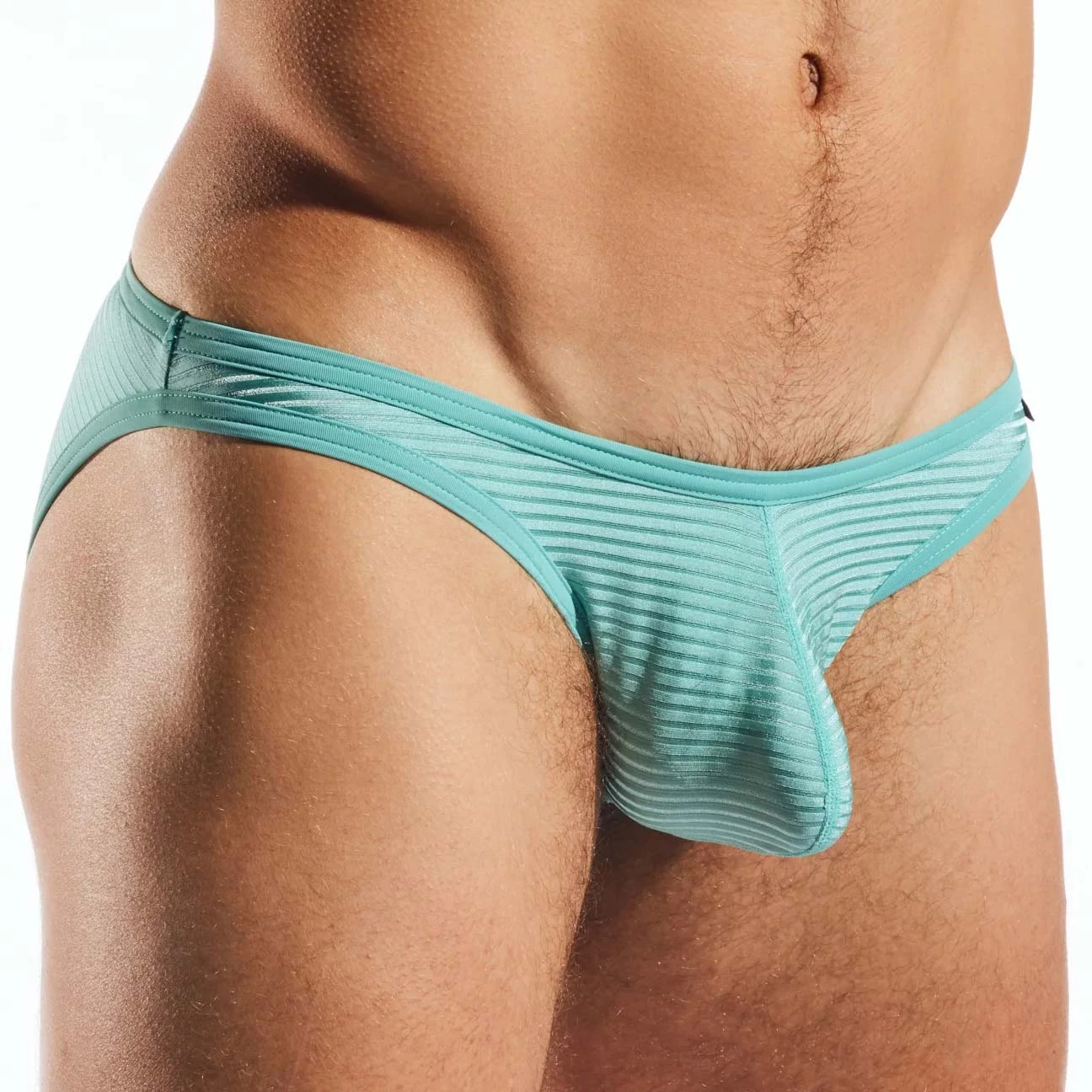 CockSox Portofino CX01LUX Turquoise - Semi-Transparent Striped Italian Lux Slip 2 CockSox Portofino CX01LUX Turquoise - Semi-Transparent Striped Italian Lux Slip – Image 2