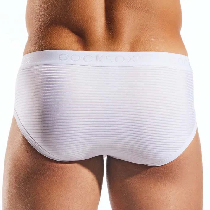 CockSox White Lux Collection – Semi-Transparent Striped Low Rise Sexy Brief 3 CockSox White Lux Collection – Semi-Transparent Striped Low Rise Sexy Brief – Image 3