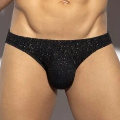 Slip Bikini ES Collection Gold Glitter UN617 Noir