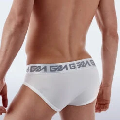 Slip Garçon COLLINS Bordures Contrastées – Ceinture Logo GM Stretch Sport Brief -Men Attitude Boutique slip garconmodel scol blanc 3
