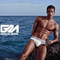 Slip Garçon COLLINS Bordures Contrastées – Ceinture Logo GM Stretch Sport Brief -Men Attitude Boutique slip garconmodel scol blanc a