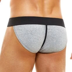 Modus Vivendi White with Black Accents Back T - Low Rise Minimalist Tanga Slip -Men Attitude Boutique slip modus 02112 gris 3