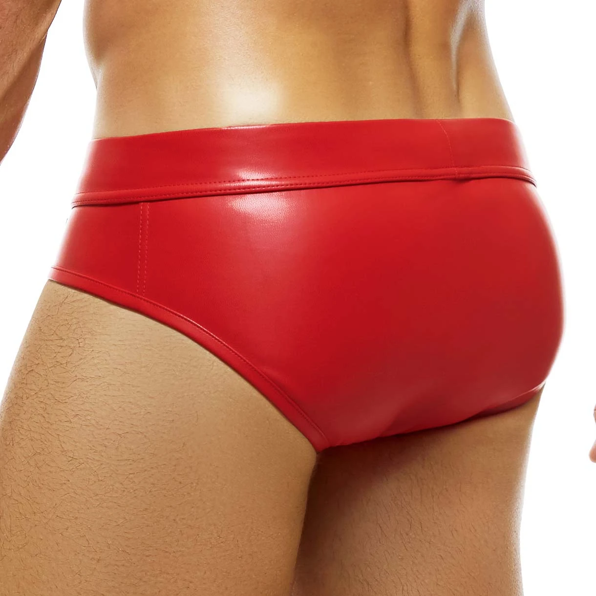 Modus Vivendi Leather Legacy Black Faux-Leather Slip - Snap-Front Low-Rise Brief 3 Modus Vivendi Leather Legacy Black Faux-Leather Slip - Snap-Front Low-Rise Brief â Image 3