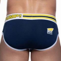 PUMP! Recharge 12061 Navy and Yellow – Side Cut Athletic Mesh Briefs -Men Attitude Boutique slip pump 12061 bleu 3