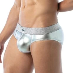 TOF Paris Magic Slip TOF274A – Silver Metallic Laminated Low-Rise Bikini 7 TOF Paris Magic Slip TOF274A – Silver Metallic Laminated Low-Rise Bikini -Men Attitude Boutique slip tof tof274A argent 4