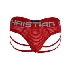 String Andrew Christian Mesh Stripe Rouge - Sous-vêtement Sexy Almost Naked avec Ceinture Étincelante -Men Attitude Boutique string ac 92387 rouge 9