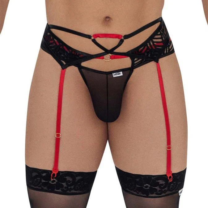 String Candyman Lace Garter 99588 - Dentelle Noire avec Jarretelles Intégrées 1 String Candyman Lace Garter 99588 - Dentelle Noire avec Jarretelles Intégrées