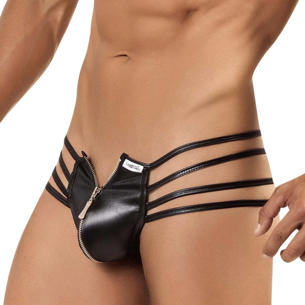 String Candyman 99140 Noir à Motifs - G-String Sexy avec Fermeture Éclair Frontale 3 String Candyman 99140 Noir à Motifs - G-String Sexy avec Fermeture Éclair Frontale – Image 3