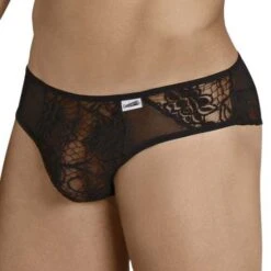 String Candyman 99385 - Dentelle Florale et Mesh Transparent Noir -Men Attitude Boutique string candyman 99385 noir 4
