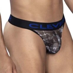 Clever Code 0920 Men's Thong – Charcoal Textured High-Support String -Men Attitude Boutique string clever 0920 noir 4
