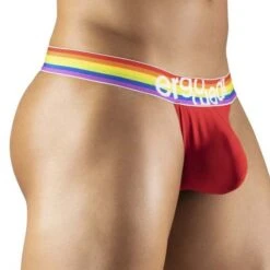 ErgoWear MAX XV Pride EW1119 - White Microfiber Men's String with Rainbow Waistband -Men Attitude Boutique string ergo EW1119 rouge 4