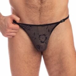 String L Homme Invisible Fleur Noire UW21XFLN 4 String L Homme Invisible Fleur Noire UW21XFLN -Men Attitude Boutique string hi UW21XFLN noir 4