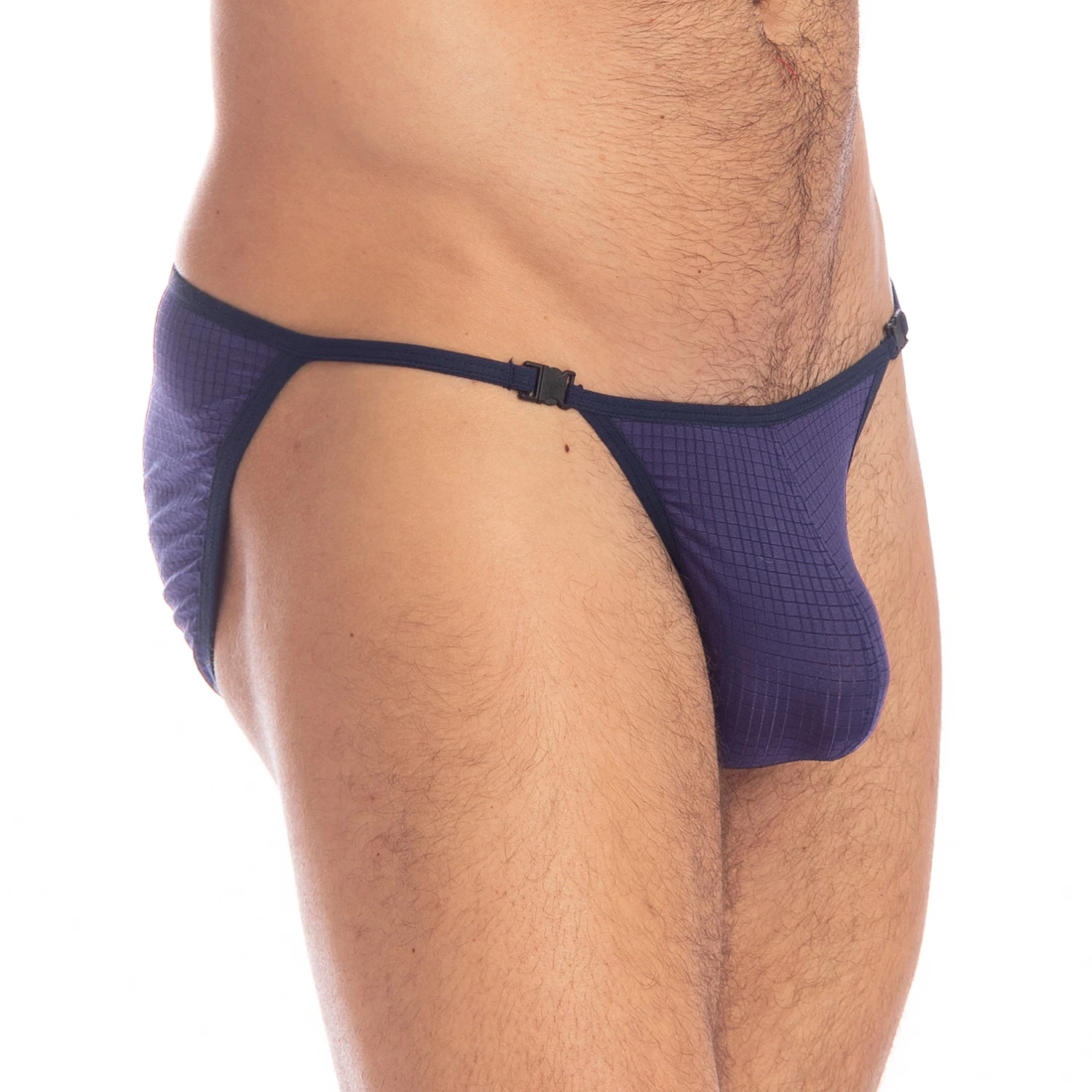 L'Homme Invisible String Indigo MY95IND – Microfibre Jacquard à Fermoirs Latéraux Striptease 2 L'Homme Invisible String Indigo MY95IND – Microfibre Jacquard à Fermoirs Latéraux Striptease – Image 2