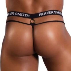 Roger Smuth RS073 Men's Black Sheer Microfiber G-String - Sexy Branded Waistband Underwear -Men Attitude Boutique string roger rs073 bordeau 3