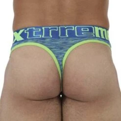 String Xtremen 91072 Bleu Marine avec Bordures Orange – Sous-vêtement en Microfibre Sport -Men Attitude Boutique string xtremen 91072 royal 3