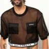 Ruben Galarreta RGE520 Black Transparent Mesh Crop Top – Utility Streetwear Tee -Men Attitude Boutique tshirt Ruben RGE520 noir m
