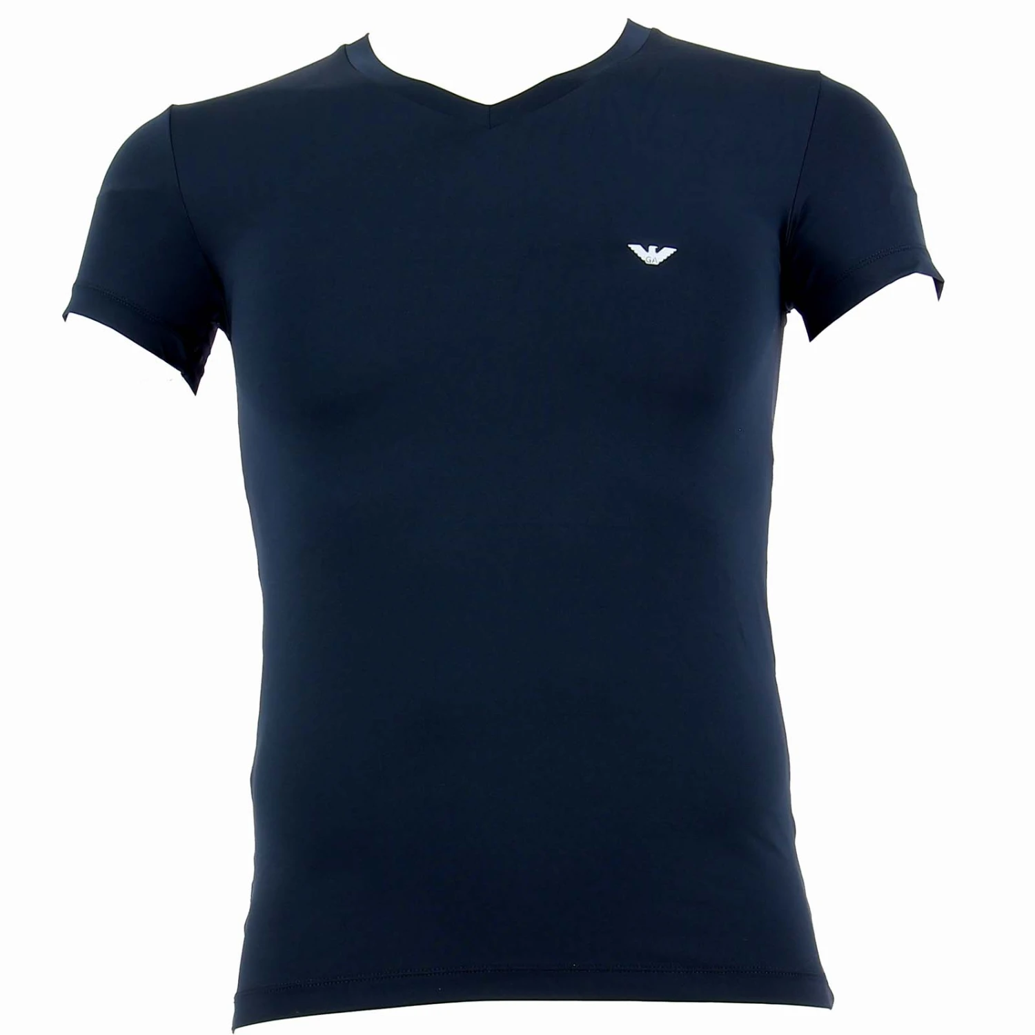 Emporio Armani Men's Black V-Neck Stretch T-Shirt - Slim Fit Basic Logo Tee (110810 C747) 1 Emporio Armani Men's Black V-Neck Stretch T-Shirt - Slim Fit Basic Logo Tee (110810 C747)