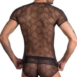 Eros Veneziani 7339 - Transparent Lace Sexy Lightweight T-Shirt -Men Attitude Boutique tshirt eros 7339 noir 3