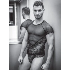 Eros Veneziani 7470 - Black Semi-Transparent T-Shirt with Intricate Lace Hem 4 Eros Veneziani 7470 - Black Semi-Transparent T-Shirt with Intricate Lace Hem -Men Attitude Boutique tshirt eros 7470 noir a