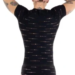 T-Shirt Eros Veneziani 7559 Noir – Top Sexy à Bandes Transparentes -Men Attitude Boutique tshirt eros 7559 noir 3