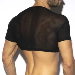 ES Collection Men's Net Crop Top – Transparent Mesh Round Neck T-Shirt TS293 -Men Attitude Boutique tshirt es TS293 noir 3