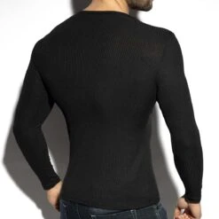 ES Collection Black Recycled Rib T-Shirt TS325 – Slim Fit Body-Hugging Crew Neck 6 ES Collection Black Recycled Rib T-Shirt TS325 – Slim Fit Body-Hugging Crew Neck -Men Attitude Boutique tshirt es ts325 noir 3