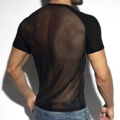 ES Collection Ranglan Net T-Shirt TS310 – White Transparent Mesh & Opaque Sleeves 6 ES Collection Ranglan Net T-Shirt TS310 – White Transparent Mesh & Opaque Sleeves -Men Attitude Boutique tshirt esco ts310 noir 3 1