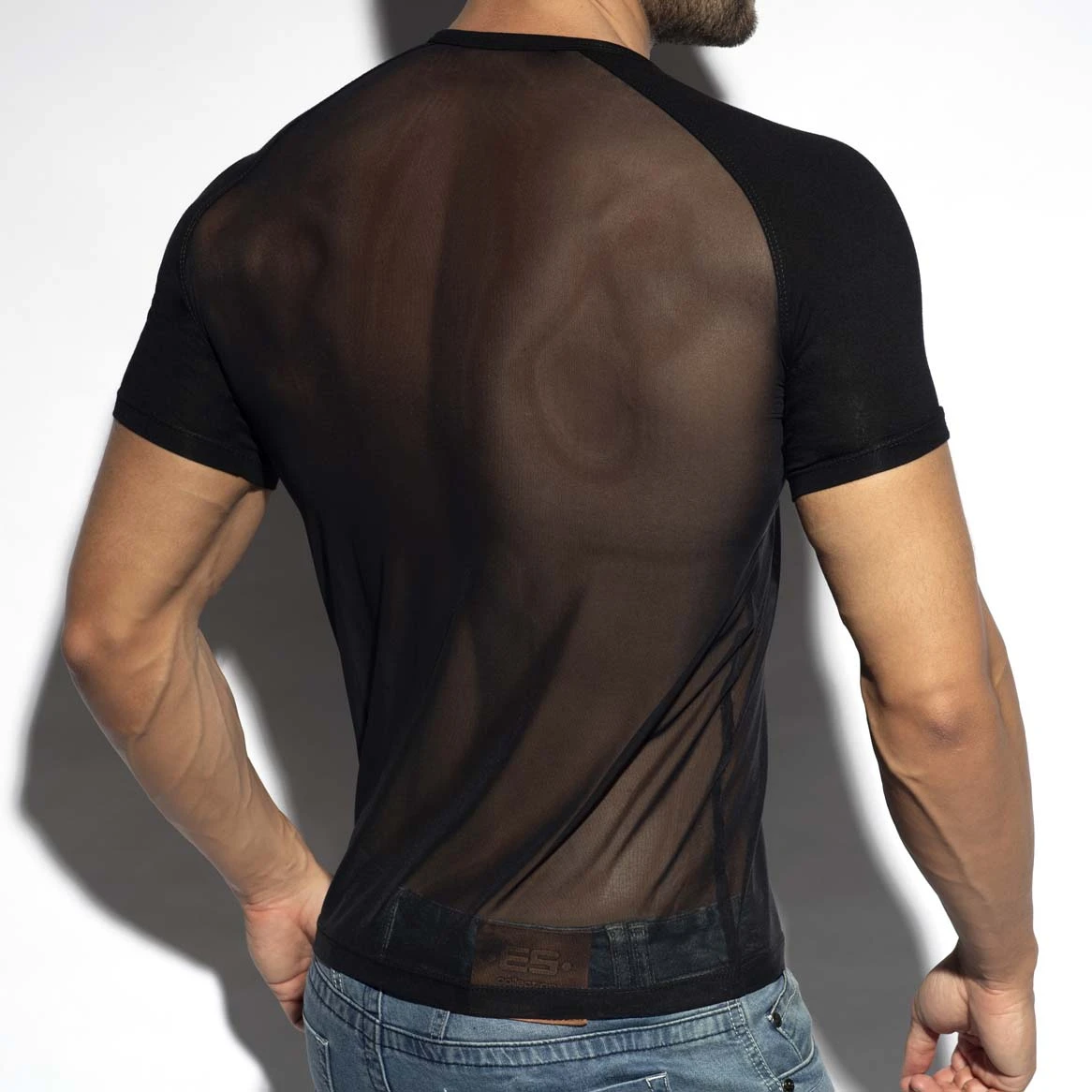 ES Collection Ranglan Net T-Shirt TS310 – White Transparent Mesh & Opaque Sleeves 3 ES Collection Ranglan Net T-Shirt TS310 – White Transparent Mesh & Opaque Sleeves – Image 3