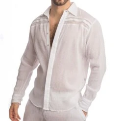 L'Homme Invisible Byaar Blanc Transparent – Chemise Loungewear Coton Coupe Cintrée 7 L'Homme Invisible Byaar Blanc Transparent – Chemise Loungewear Coton Coupe Cintrée -Men Attitude Boutique tshirt hi hw127bya blanc 4