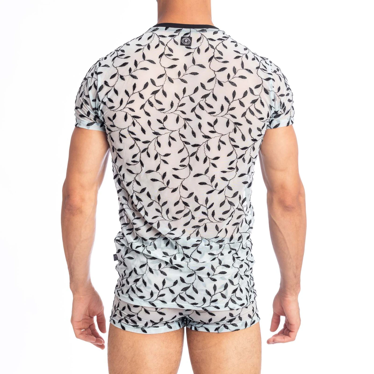 T-Shirt L'Homme Invisible Olivier MY73IVY – Transparent à Motifs Feuilles d'Olivier Col V 3 T-Shirt L'Homme Invisible Olivier MY73IVY – Transparent à Motifs Feuilles d'Olivier Col V – Image 3