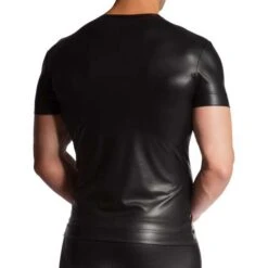 Manstore M510 Noir Satin Latex-Look – V-Neck Slim Fit Microfiber T-Shirt -Men Attitude Boutique tshirt manstore 209557 noir 3