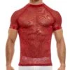 Modus Vivendi Armor 01041 Transparent Mesh T-Shirt – Silver Lurex Accents Sheer Black -Men Attitude Boutique tshirt modus 01041 rouge m