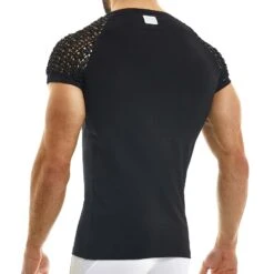 Modus Vivendi Hole T-Shirt 02341 – Black Crochet-Style Perforated Mesh Tee 6 Modus Vivendi Hole T-Shirt 02341 – Black Crochet-Style Perforated Mesh Tee -Men Attitude Boutique tshirt modus 02341 noir 3