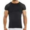 Modus Vivendi Hole T-Shirt 02341 – Black Crochet-Style Perforated Mesh Tee -Men Attitude Boutique tshirt modus 02341 noir m