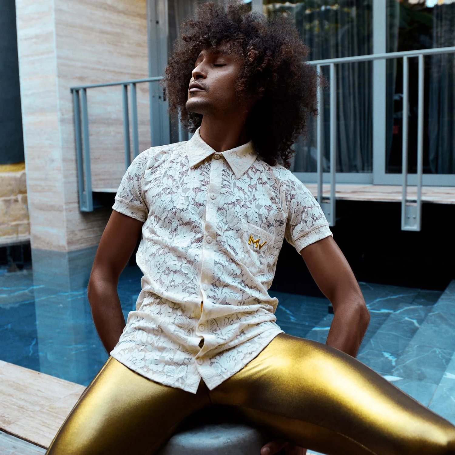 Modus Vivendi Black Floral Lace Shirt 04141 – Semi-Transparent Fluid Fit Button-Up 2 Modus Vivendi Black Floral Lace Shirt 04141 – Semi-Transparent Fluid Fit Button-Up – Image 2