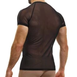 Modus Vivendi Sharp 17341 Transparent Sheer Mesh Crystal Logo T-Shirt 6 Modus Vivendi Sharp 17341 Transparent Sheer Mesh Crystal Logo T-Shirt -Men Attitude Boutique tshirt modus 17341 noir 3