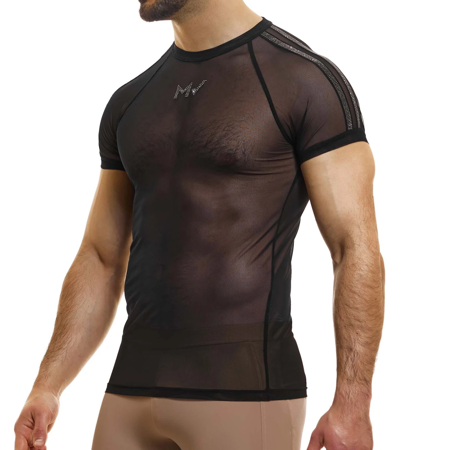 Modus Vivendi Sharp 17341 Transparent Sheer Mesh Crystal Logo T-Shirt 4 Modus Vivendi Sharp 17341 Transparent Sheer Mesh Crystal Logo T-Shirt â Image 4